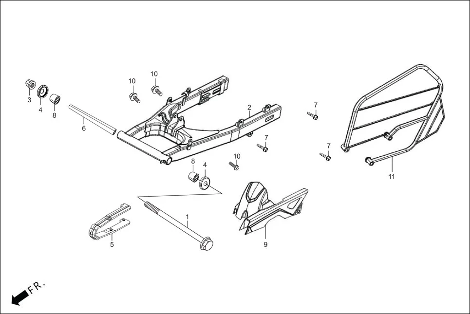 F-18A SWINGARM / GUARD SAREE / CHAIN CASE diagram showing 90111-187-000