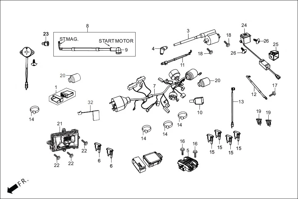 F-24_WO-CONNECT ELECTRICALS(WIRE HARNESS/START CABLES) diagram showing 96001-06016-00