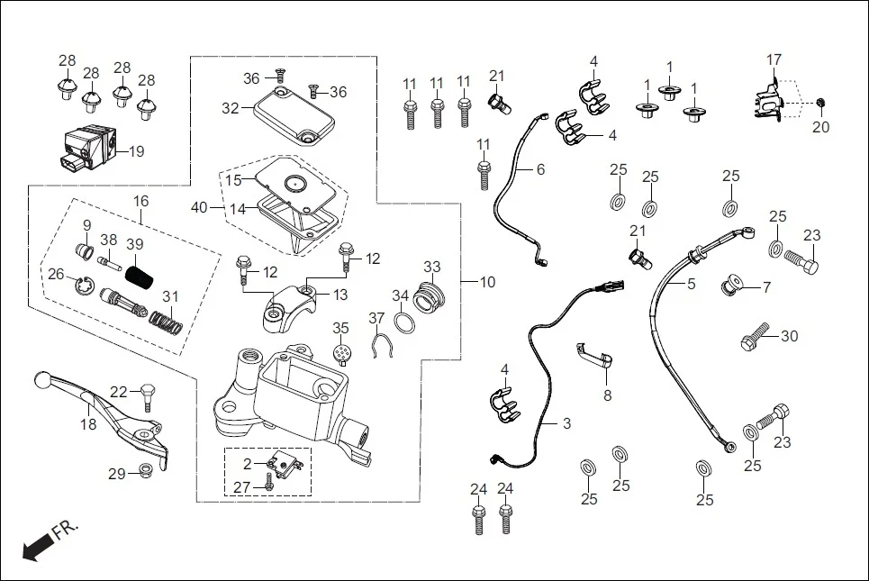 F-4A FRONT BRAKE(MASTER CYLINDER) diagram showing 57111-ACR-000