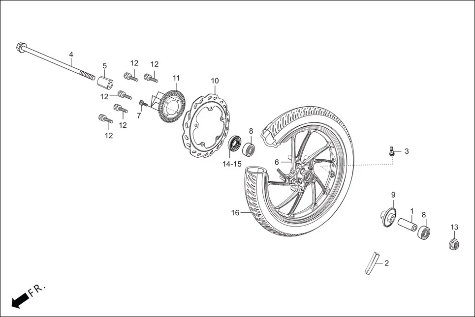 F-7 FRONT WHEEL diagram showing 90306-KST-942