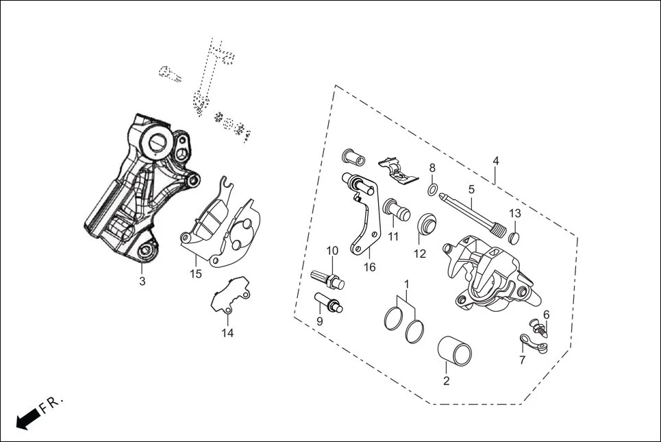 F-8A REAR BRAKE(CALIPER ASSY. REAR)(DISC) diagram showing 45203-MCC-006