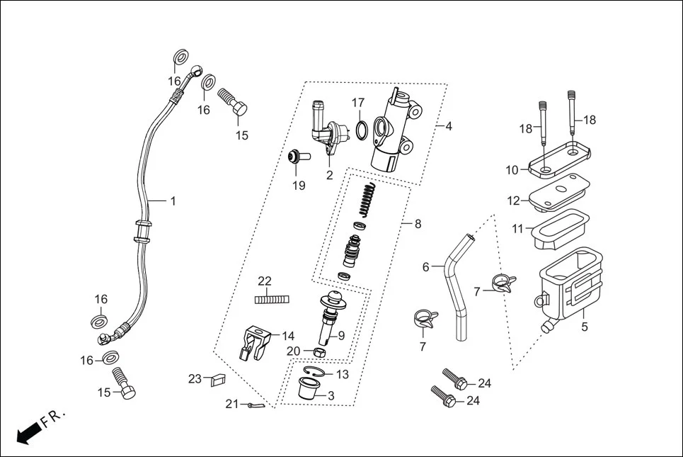 F-8 REAR BRAKE(MASTER CYL.)(DISC) diagram showing 94201-20150