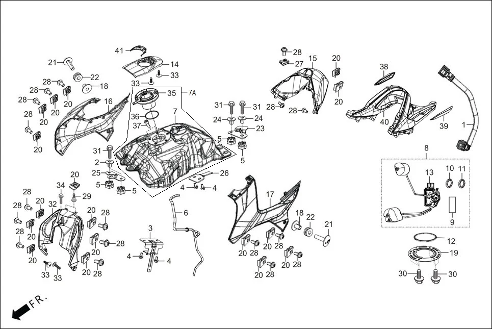 F-11 FUEL TANK assembly diagram for Hero XTREME 160 4V PREMIUM(August,2023)