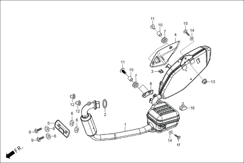 F-14 MUFFLER assembly diagram for Hero XTREME 160 4V PREMIUM(August,2023)