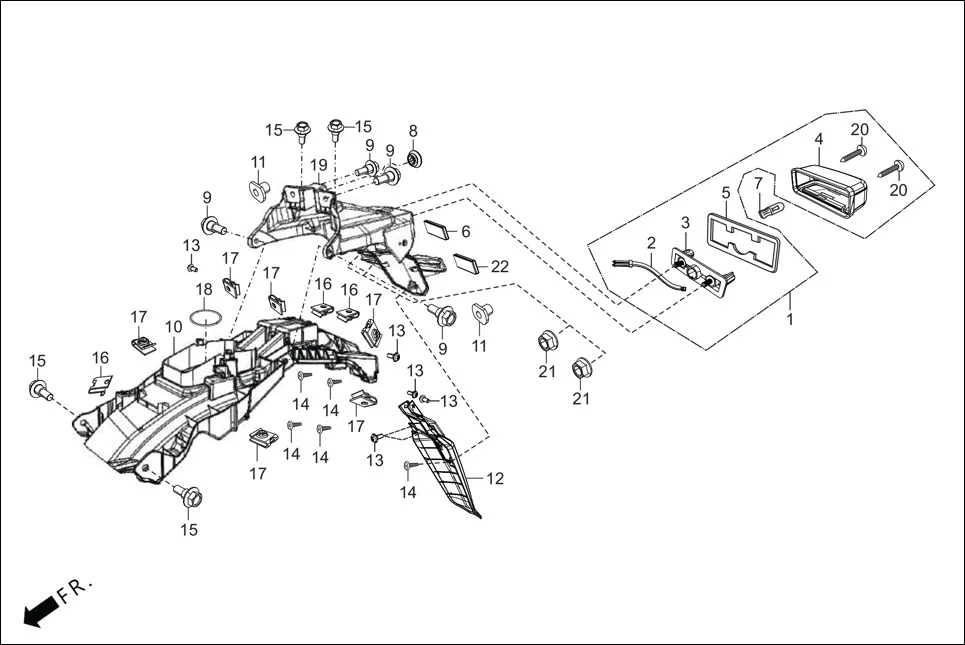 F-20 REAR FENDER assembly diagram for Hero XTREME 160 4V PREMIUM(August,2023)