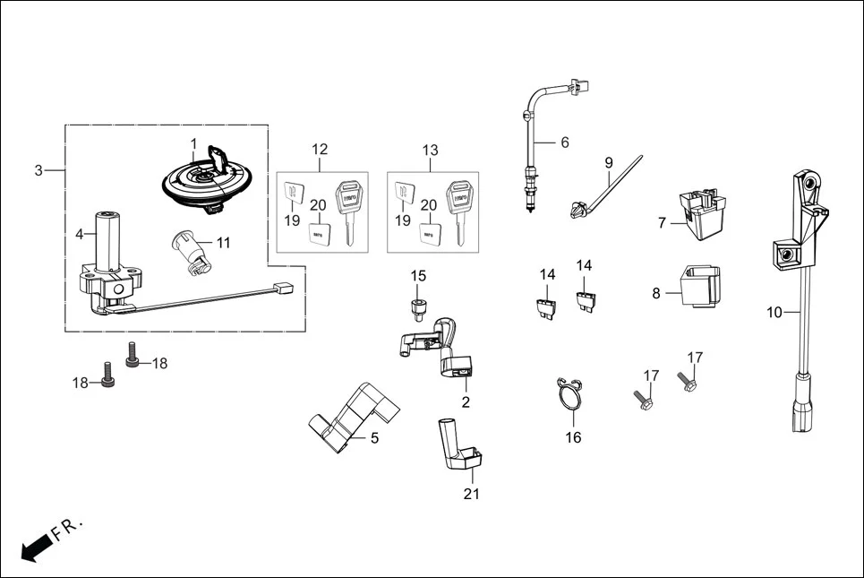 F-23 SWITCH ASSY ./ RELAY / LOCK ASSY. / KEY BLANK assembly diagram for Hero XTREME 160 4V PREMIUM(August,2023)