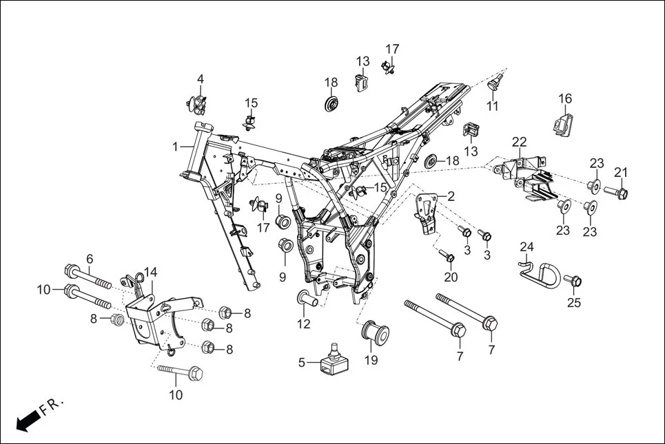 F-25 FRAME BODY diagram showing 83551-300-000
