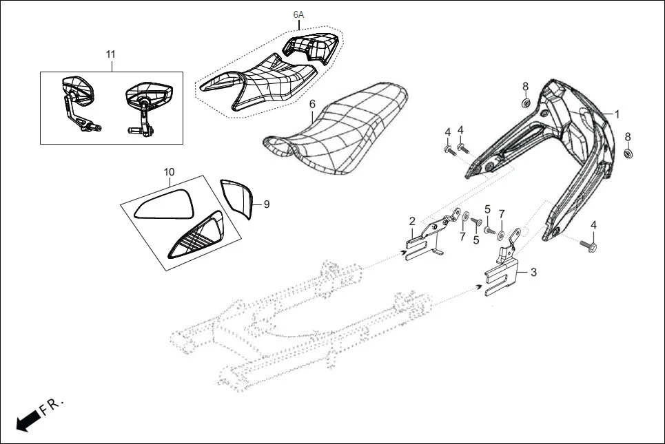 F-29A REAR HUGGER FENDER/COVER ASSY. SEAT(OPTIONAL) assembly diagram for Hero XTREME 160 4V PREMIUM(August,2023)