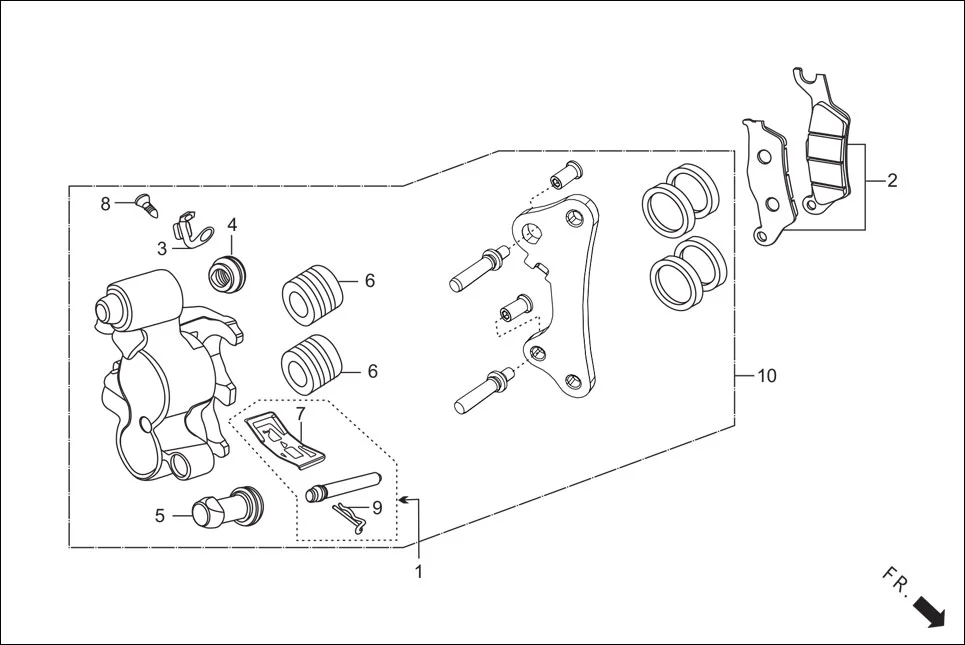 F-4B FRONT BRAKE(CALIPER ASSY ‘R’ FR.) assembly diagram for Hero XTREME 160 4V PREMIUM(August,2023)