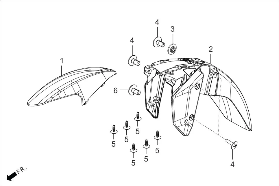 F-5 FRONT FENDER assembly diagram for Hero XTREME 160 4V PREMIUM(August,2023)