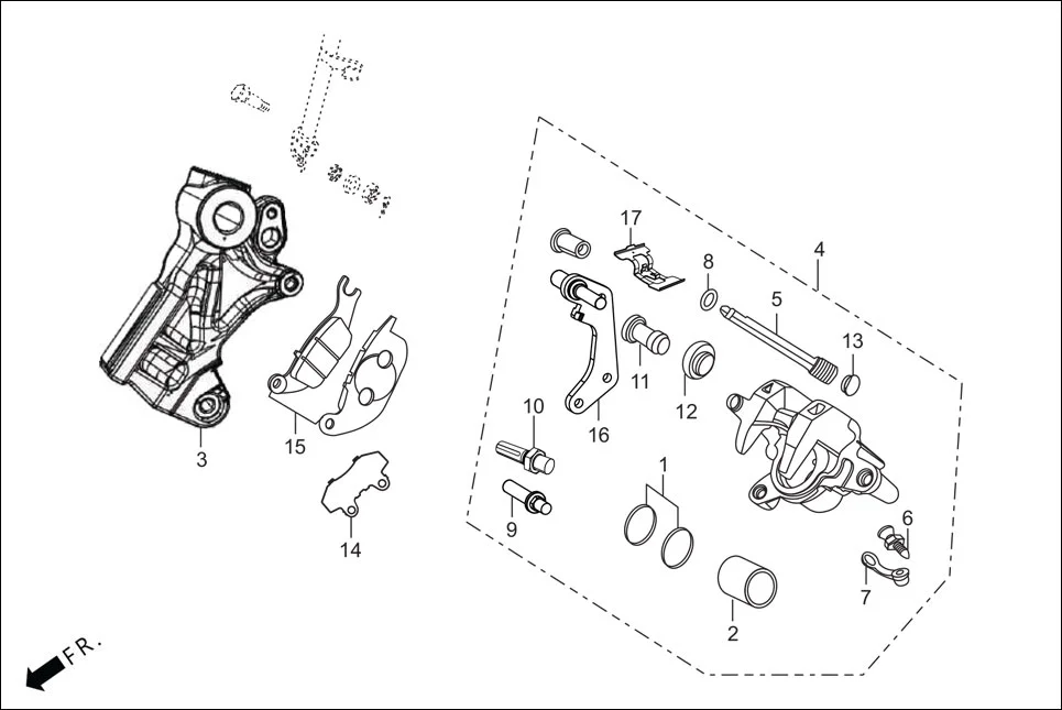 F-8A REAR BRAKE(CALIPER ASSY. REAR) assembly diagram for Hero XTREME 160 4V PREMIUM(August,2023)