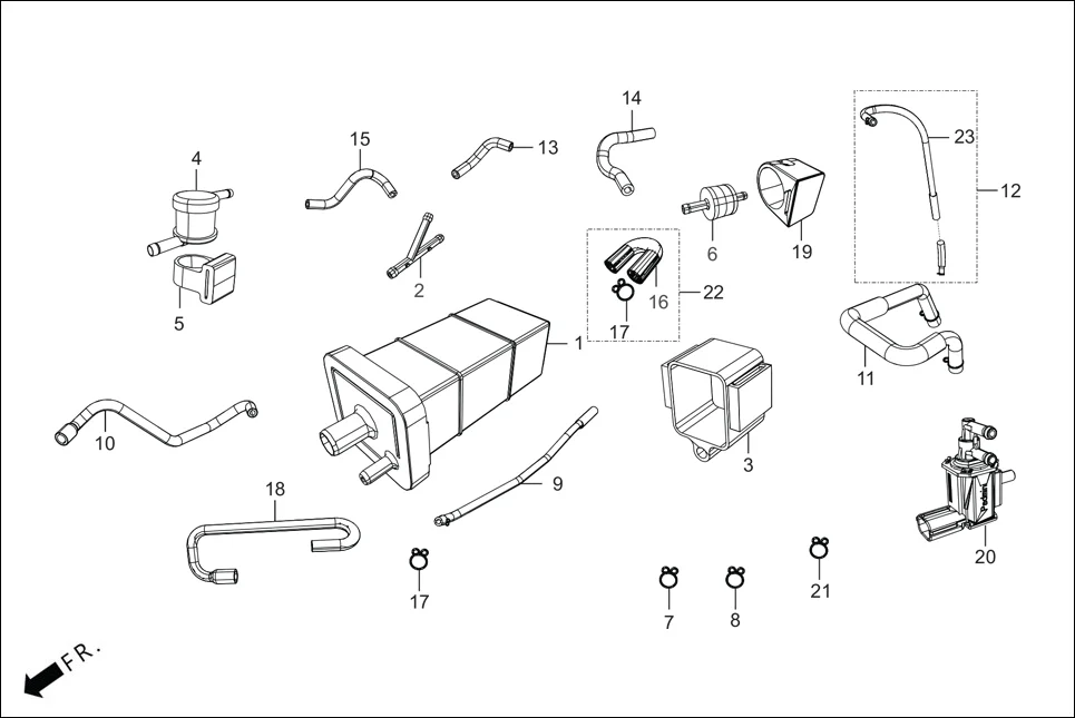 F-11A (CANISTER ASSY.) assembly diagram for Hero XTREME 160 4V FLAT PILLION(JULY, 2024)