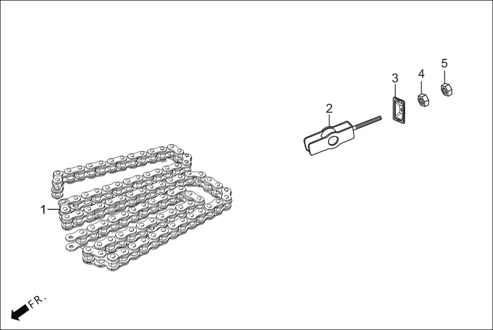 F-16 CHAIN DRIVE /ADJUSTER CHAIN assembly diagram for Hero XTREME 160 4V FLAT PILLION(JULY, 2024)