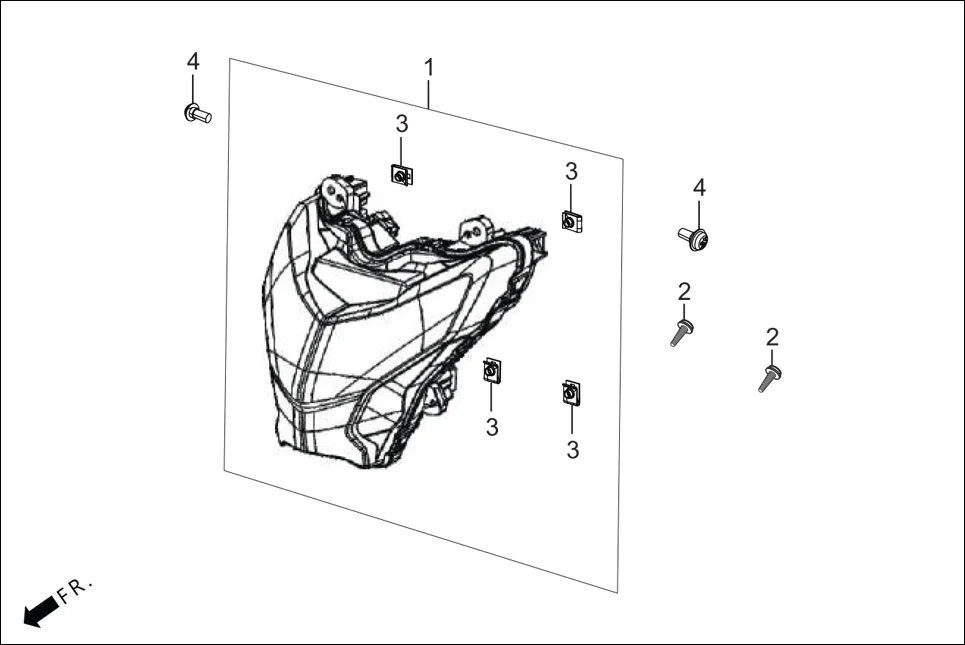 F-1 HEAD LIGHT assembly diagram for Hero XTREME 160 4V FLAT PILLION(JULY, 2024)