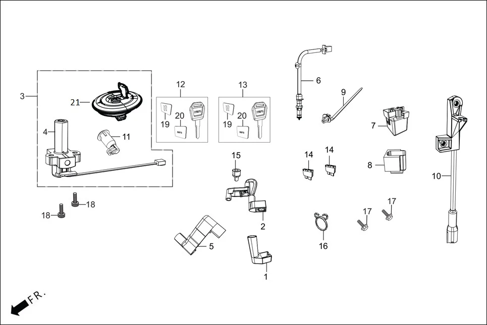 F-23 SWITCH ASSY ./ RELAY / LOCK ASSY. / KEY BLANK assembly diagram for Hero XTREME 160 4V FLAT PILLION(JULY, 2024)