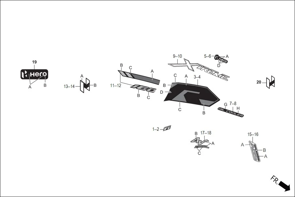 F-27_CONN STRIPE/ MARKS assembly diagram for Hero XTREME 160 4V FLAT PILLION(JULY, 2024)