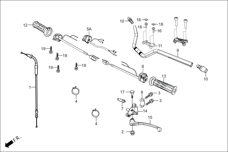 F-3B_CONN HANDLE &amp; HNDL COVER(HANDLE LEVER / SWITCH/ CABLES) assembly diagram for Hero XTREME 160 4V FLAT PILLION(JULY, 2024)