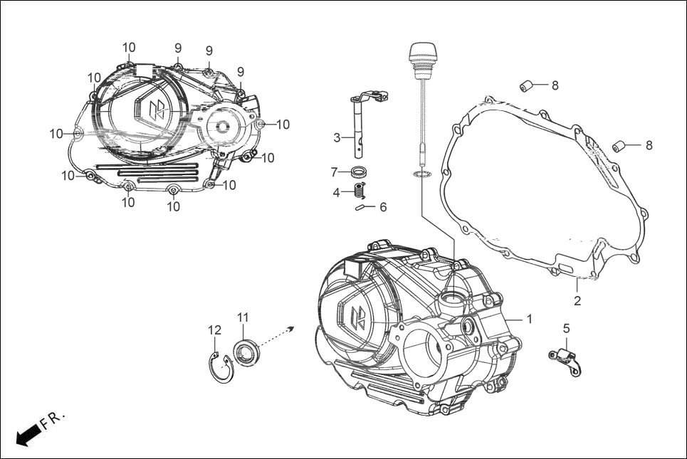 E-3 CRANK CASE &amp; COVER(RIGHT CRANK CASE COVER)