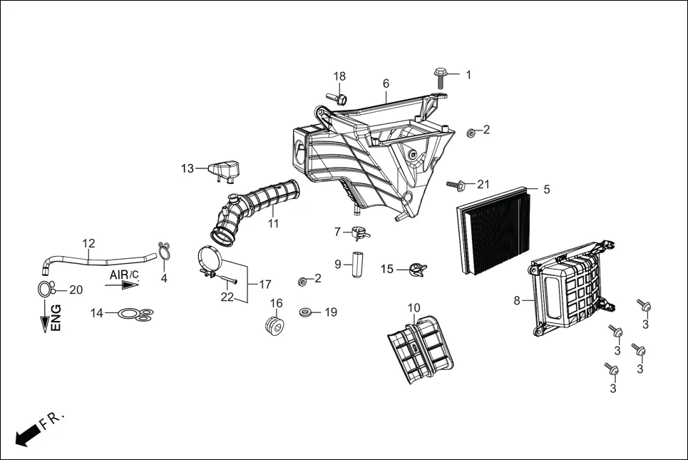 F-13 AIR CLEANER assembly diagram for Hero XTREME 160R(JUNE,2025)
