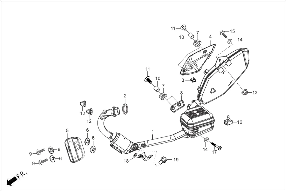 F-14 MUFFLER assembly diagram for Hero XTREME 160R(JUNE,2025)
