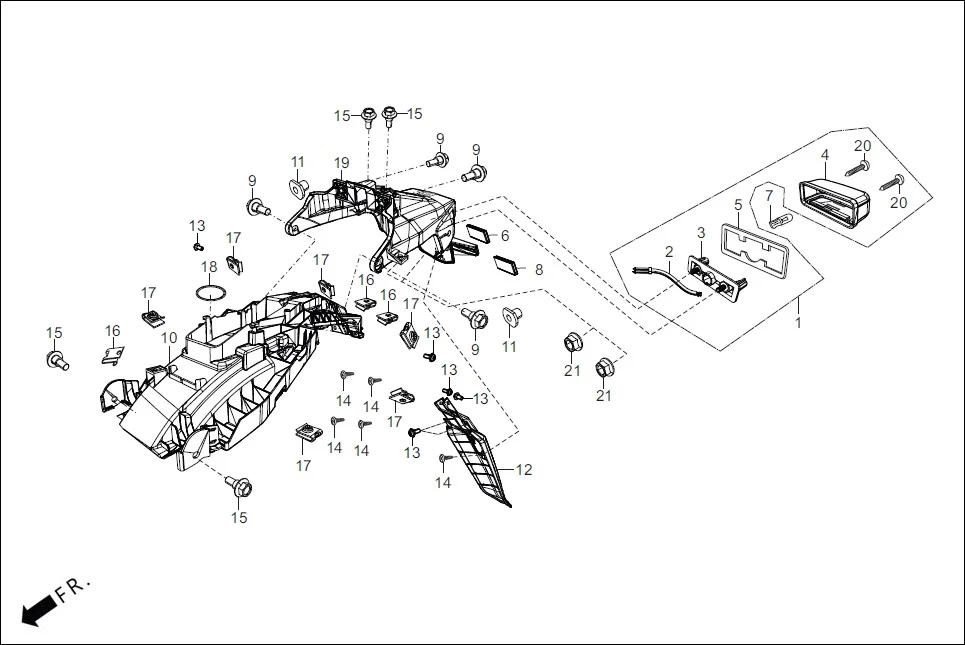 F-20 REAR FENDER assembly diagram for Hero XTREME 160R(JUNE,2025)