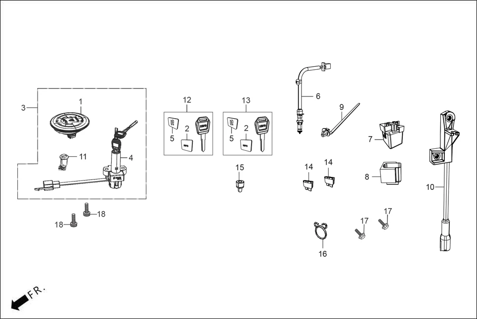 F-23 SWITCH ASSY ./ RELAY / LOCK ASSY. / KEY BLANK assembly diagram for Hero XTREME 160R(JUNE,2025)