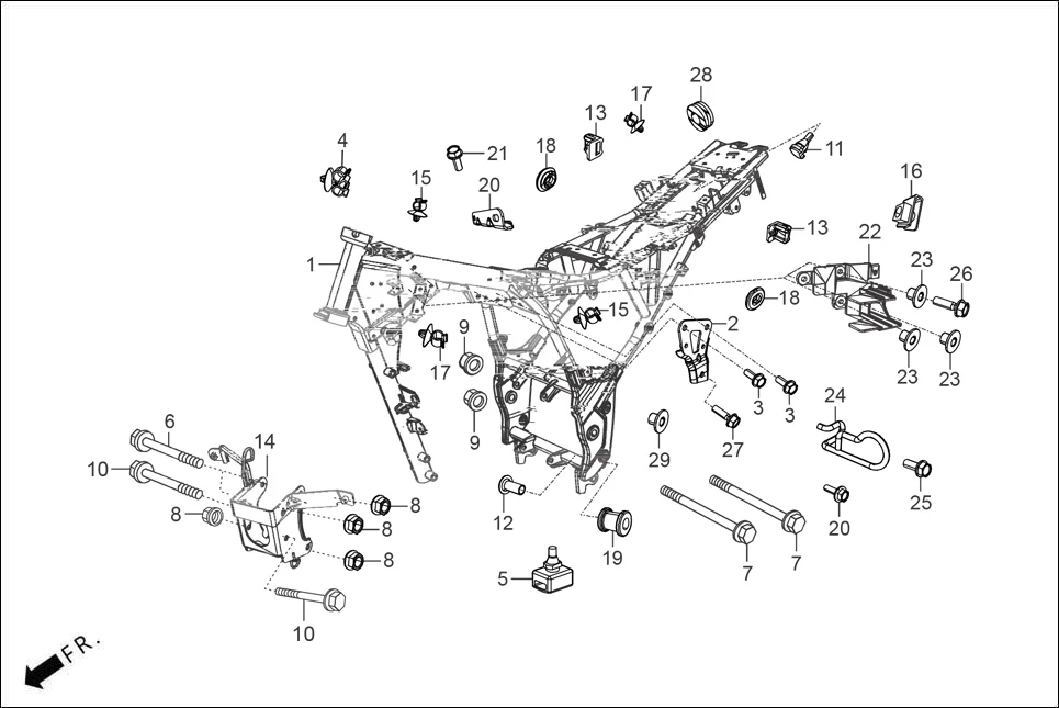 F-25 FRAME BODY assembly diagram for Hero XTREME 160R(JUNE,2025)