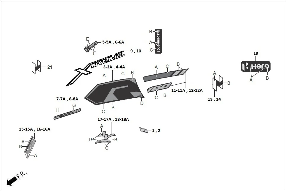 F-27-BASE STRIPE/ MARKS assembly diagram for Hero XTREME 160R(JUNE,2025)