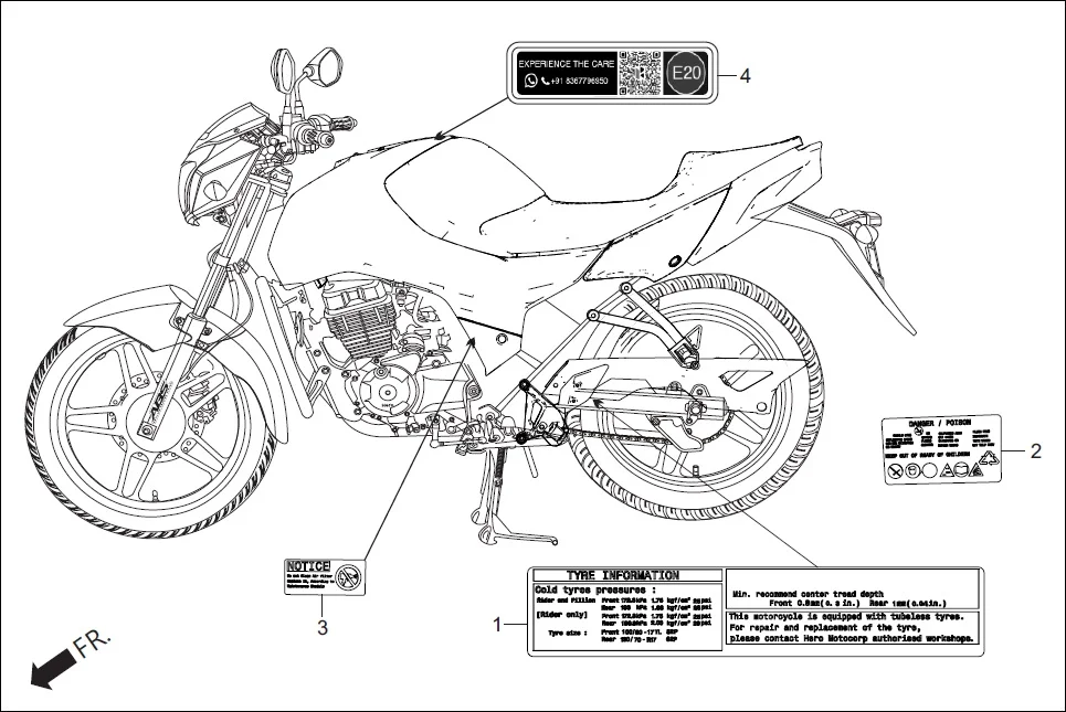 F-30 CAUTION LABEL assembly diagram for Hero XTREME 160R(JUNE,2025)