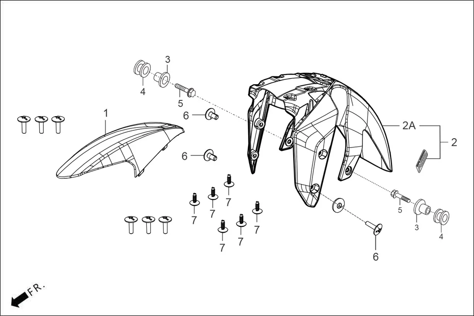 F-5-MID-BASE FRONT FENDER assembly diagram for Hero XTREME 160R(JUNE,2025)