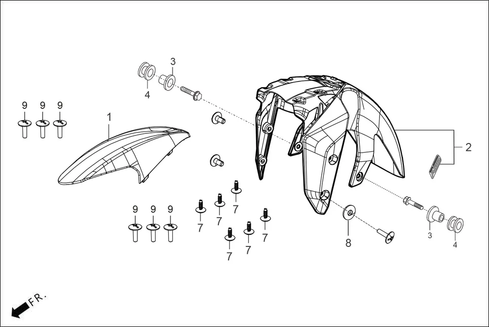 F-5-PREMIUM FRONT FENDER assembly diagram for Hero XTREME 160R(JUNE,2025)