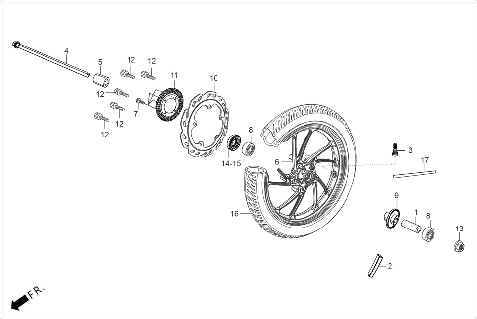F-7-MID-BASE FRONT WHEEL assembly diagram for Hero XTREME 160R(JUNE,2025)