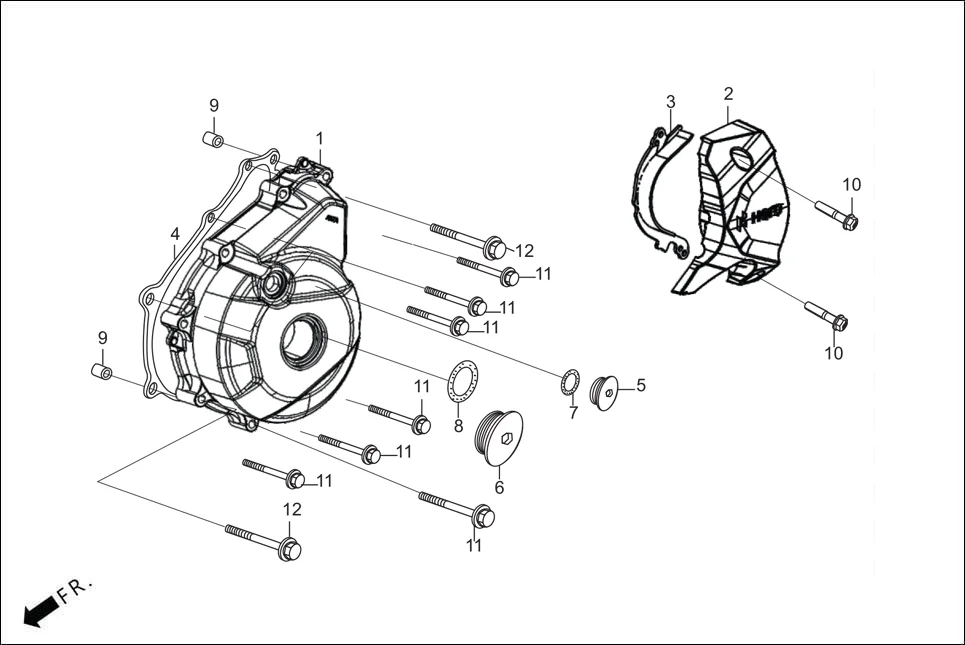 E-3A CRANK CASE &amp; COVER (LEFT CRANK CASE COVER)