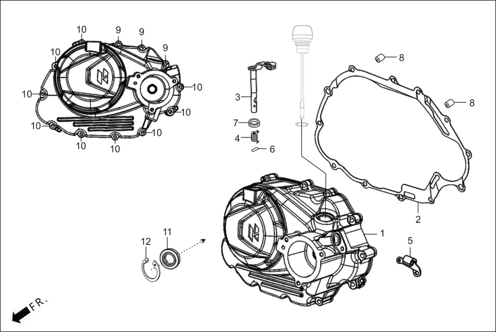 E-3 CRANK CASE &amp; COVER (RIGHT CRANK CASE COVER)