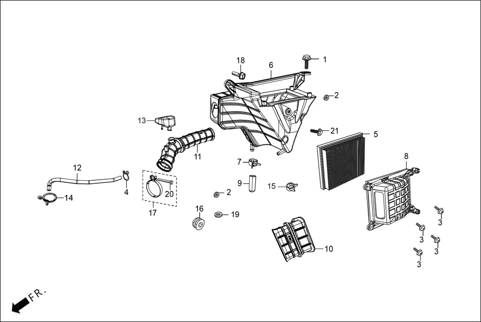 F-13 AIR CLEANER assembly diagram for Hero XTREME 160 4V NEXT(Oct.,2025)