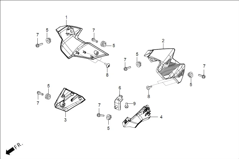 F-1A-III FAIRING (FR. VISOR/COVERS) diagram showing ACRGS6A0060ECG