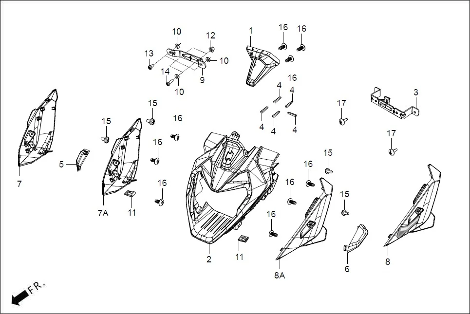 F-1A-I FAIRING (FR. VISOR/COVERS) diagram showing AFABB4H000000G