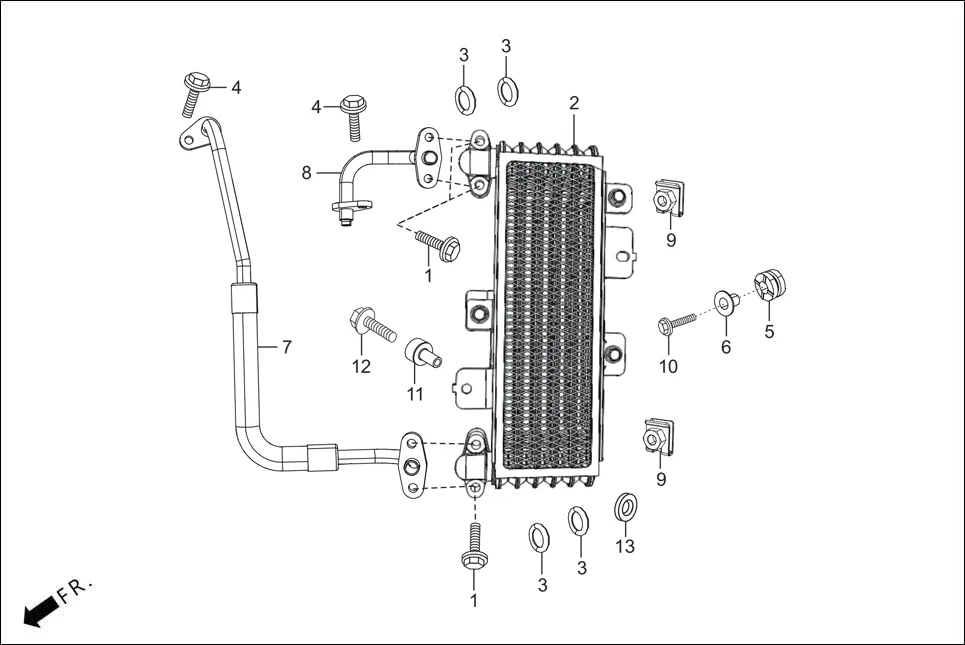 F-1B OIL COOLER ASSY. diagram showing 95701-06040-00