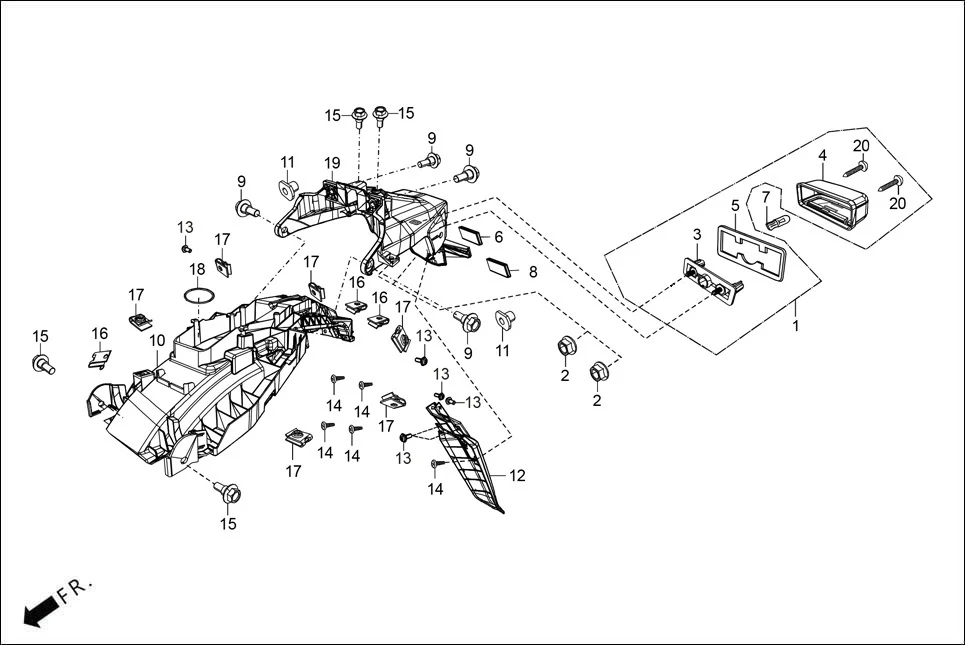 F-20 REAR FENDER diagram showing 93903-34380