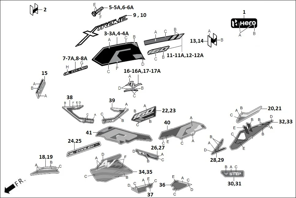 F-27 STRIPE/ MARKS diagram showing ACRGS6B0130ECG