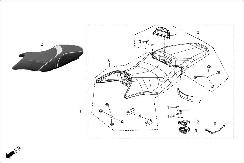 F-29A COVER SEAT/ KIT SEAT / RIDER &amp; PILLION SEAT ASSY. (OPTIONAL) diagram showing ACRGB4U000000G