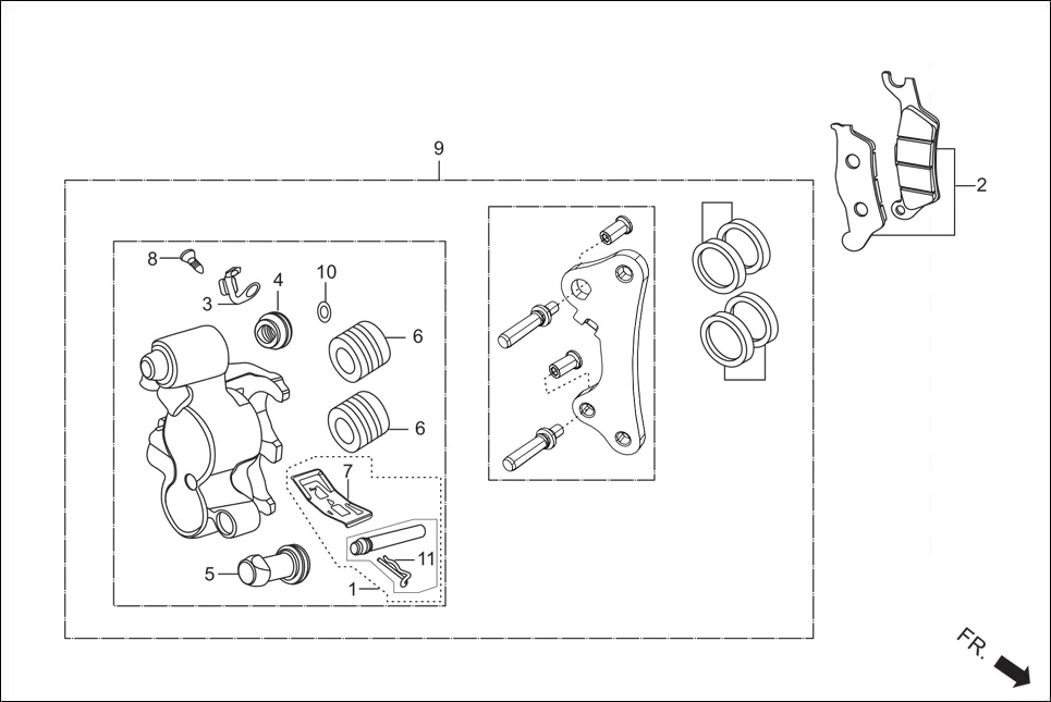 F-4B FRONT BRAKE (CALIPER ASSY ‘R’ FR.) diagram showing 45352-KCC-841