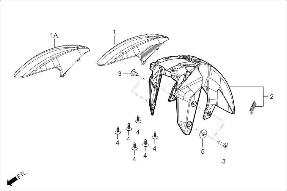 F-5 FRONT FENDER diagram showing ACRGS6A0040ECG