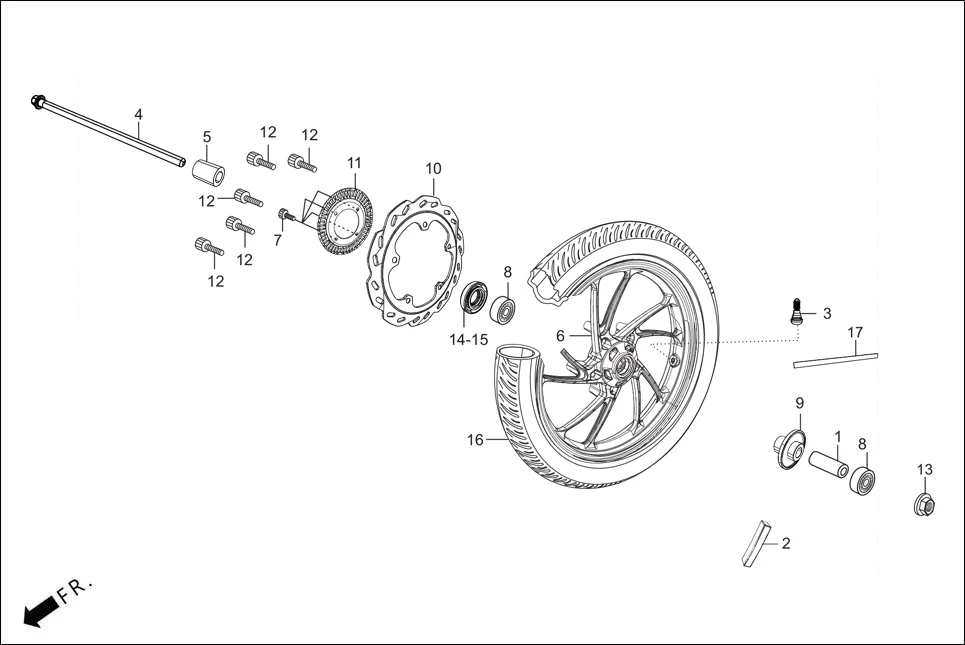 F-7 FRONT WHEEL diagram showing ACREC3E0000EEG