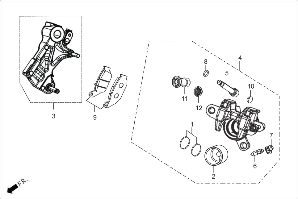 F-8A REAR BRAKE (CALIPER ASSY. REAR) (DISC) diagram showing 45203-MCC-006