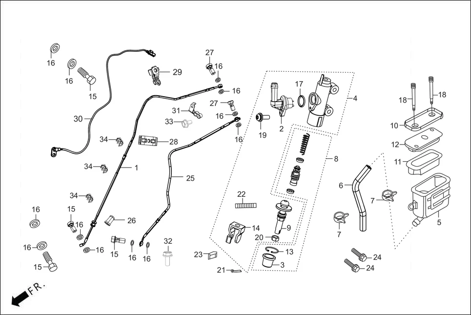 F-8 REAR BRAKE (MASTER CYL.) (DISC) diagram showing 37520-RAA-000