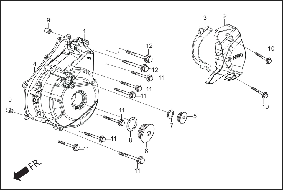 E-3A CRANK CASE &amp; COVER (LEFT CRANK CASE COVER)