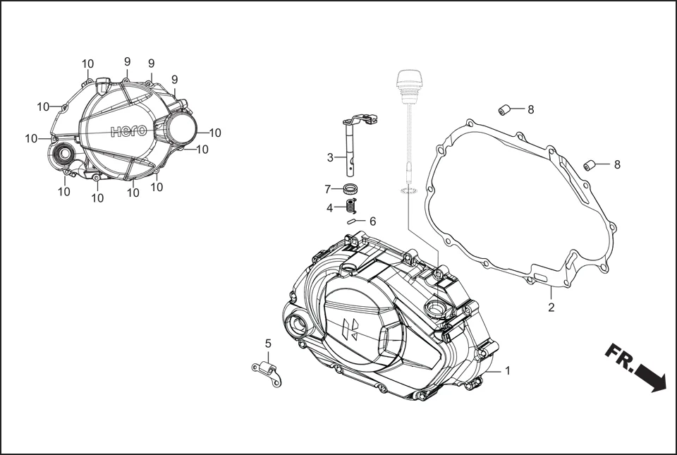 E-3 CRANK CASE &amp; COVER (RIGHT CRANK CASE COVER)