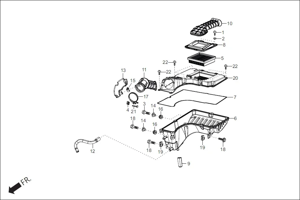 F-13 AIR CLEANER assembly diagram for Hero Xtreme 200S (May, 2019)