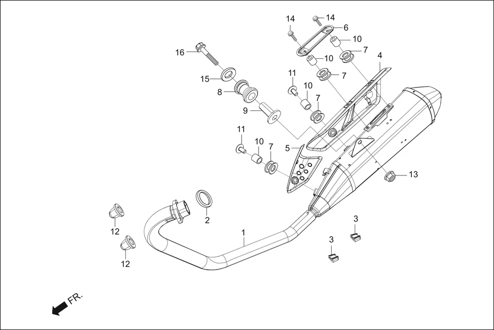 F-14 MUFFLER assembly diagram for Hero Xtreme 200S (May, 2019)